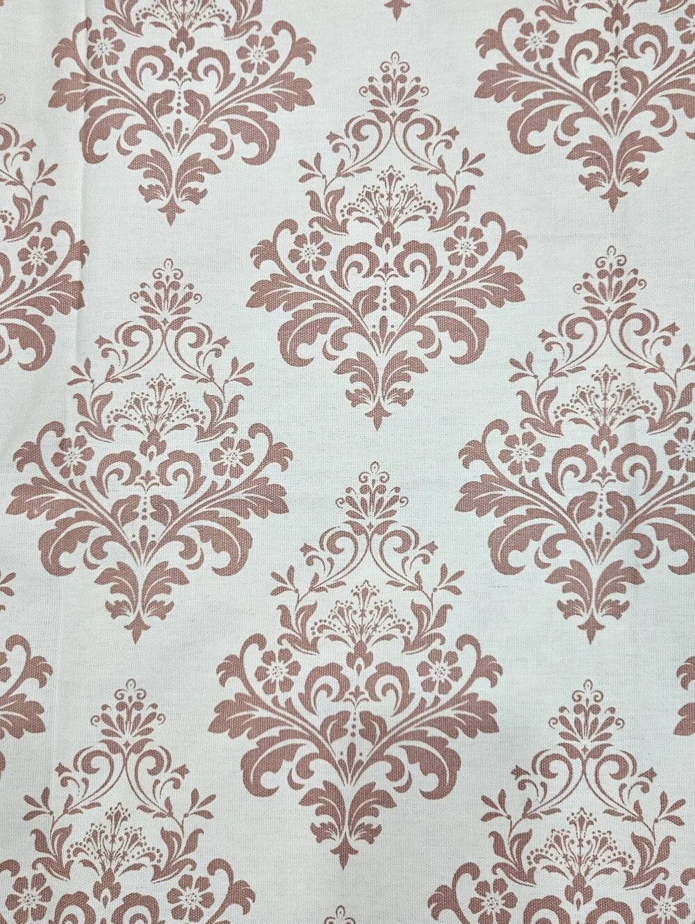 Willow Road Terracotta & Cream Floral Damask Shower Curtain Cotton 68x72